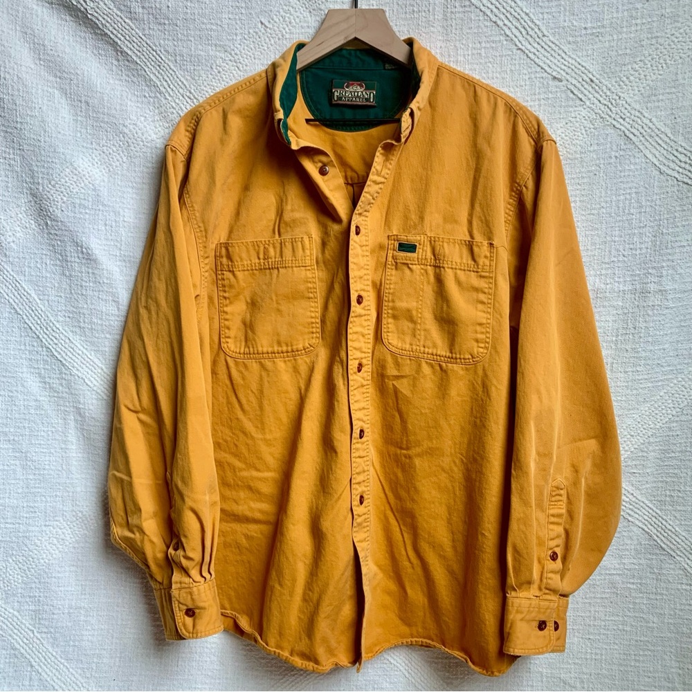 Vintage Greatland Apparel Gold 100% Cotton Chore Shirt XL Long Sleeve Grunge